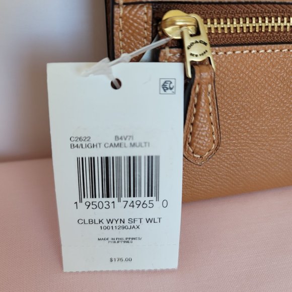 COACH Wyn Colorblocked Crossgrain Leather Large Wallet- Light Camel Multi⭐ - Picture 16 of 16